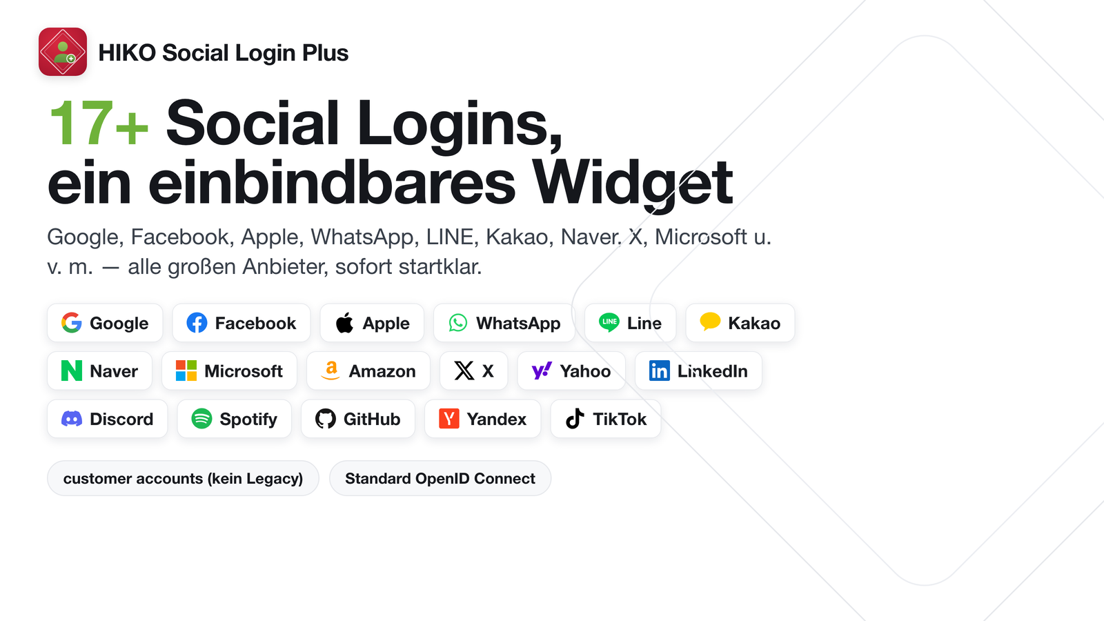 Anmelde-Popup mit 17+ Social-Login-Anbietern