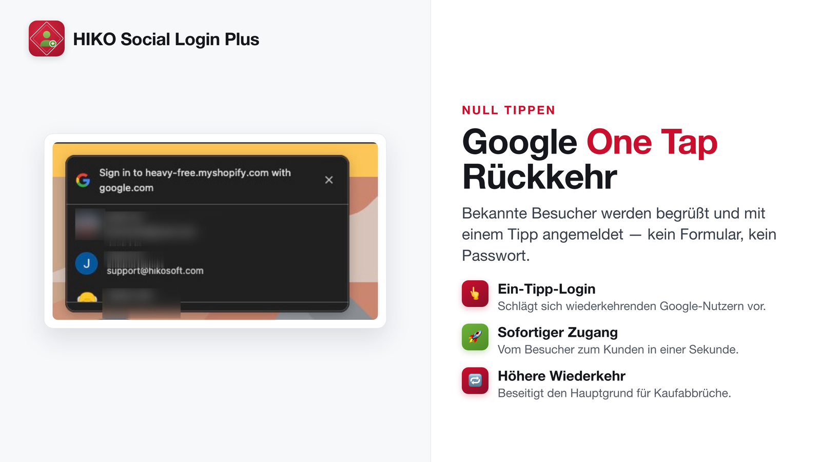 Google-One-Tap-Aufforderung für die Wiederanmeldung mit einem Tippen