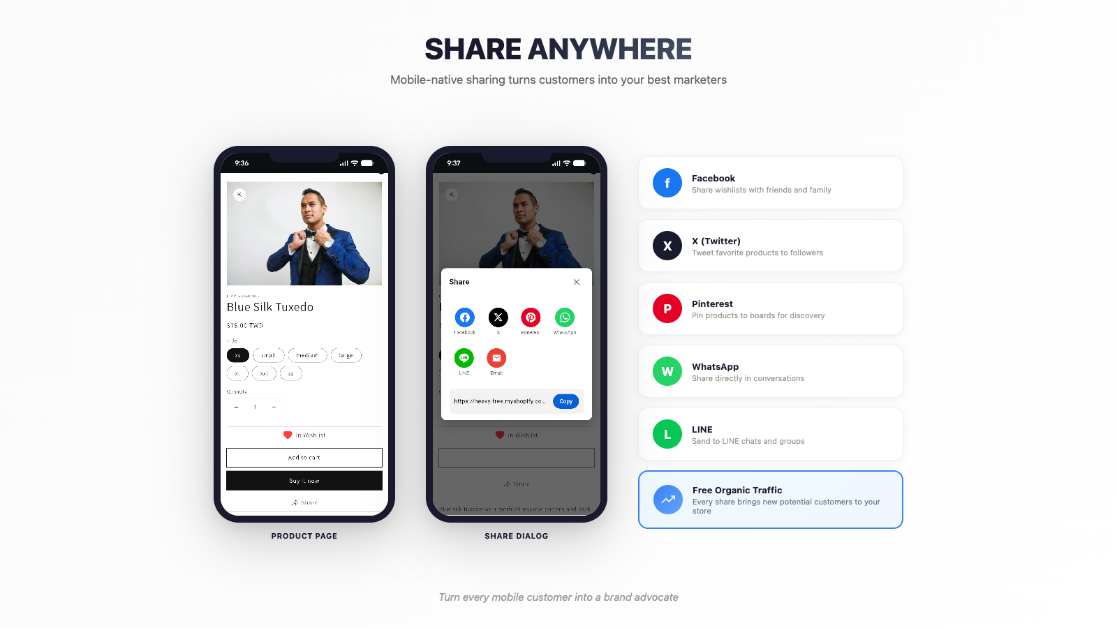 Native mobile sharing