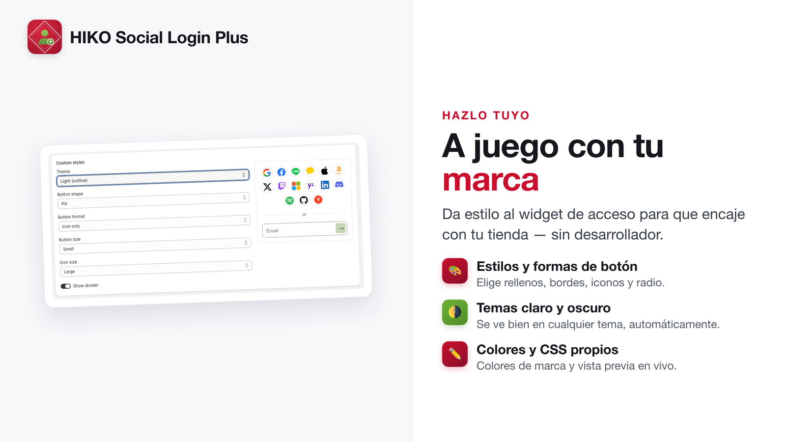 Adapta el widget de inicio de sesión a tu marca