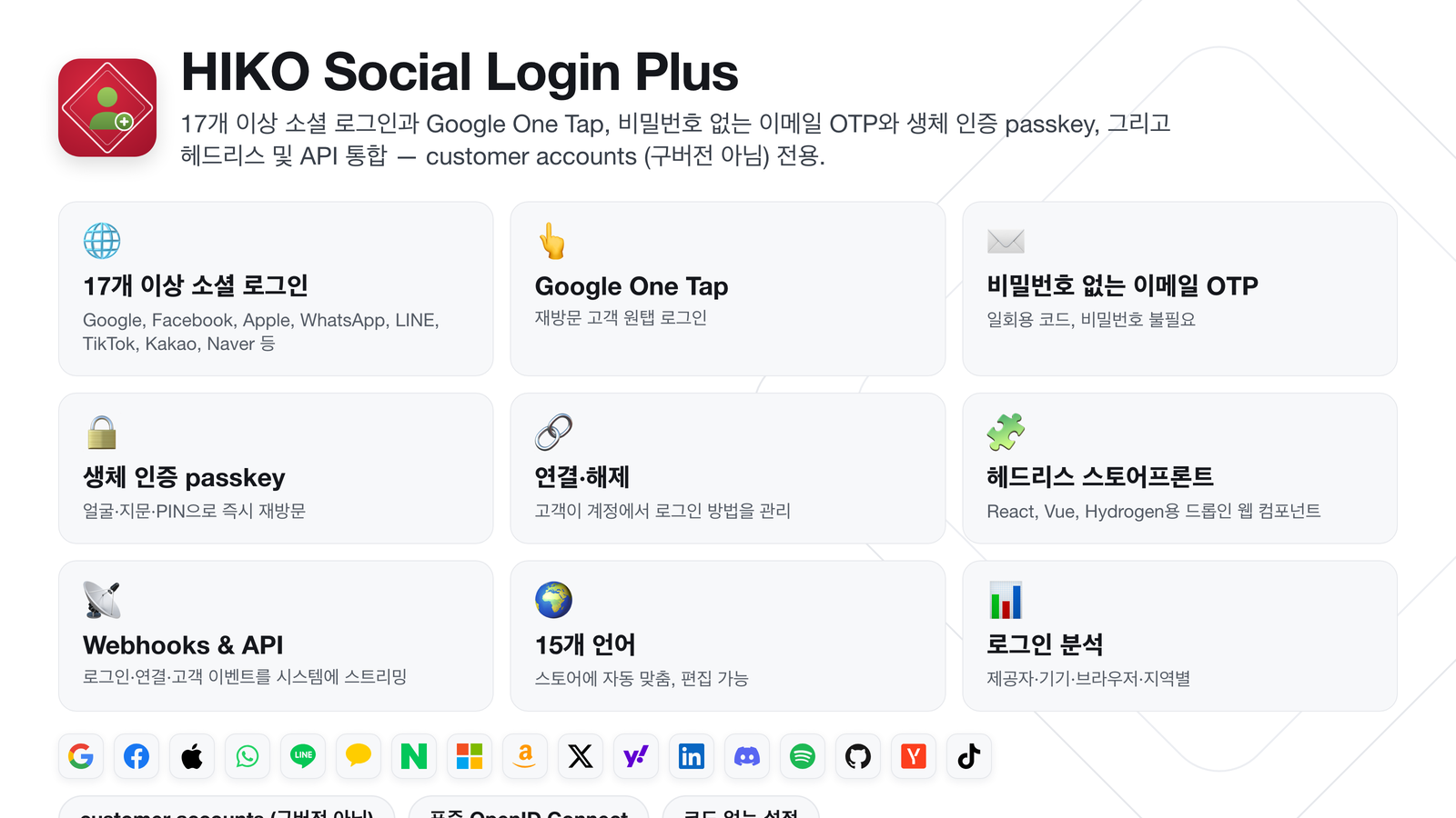 HIKO Social Login Plus —— 기능 개요