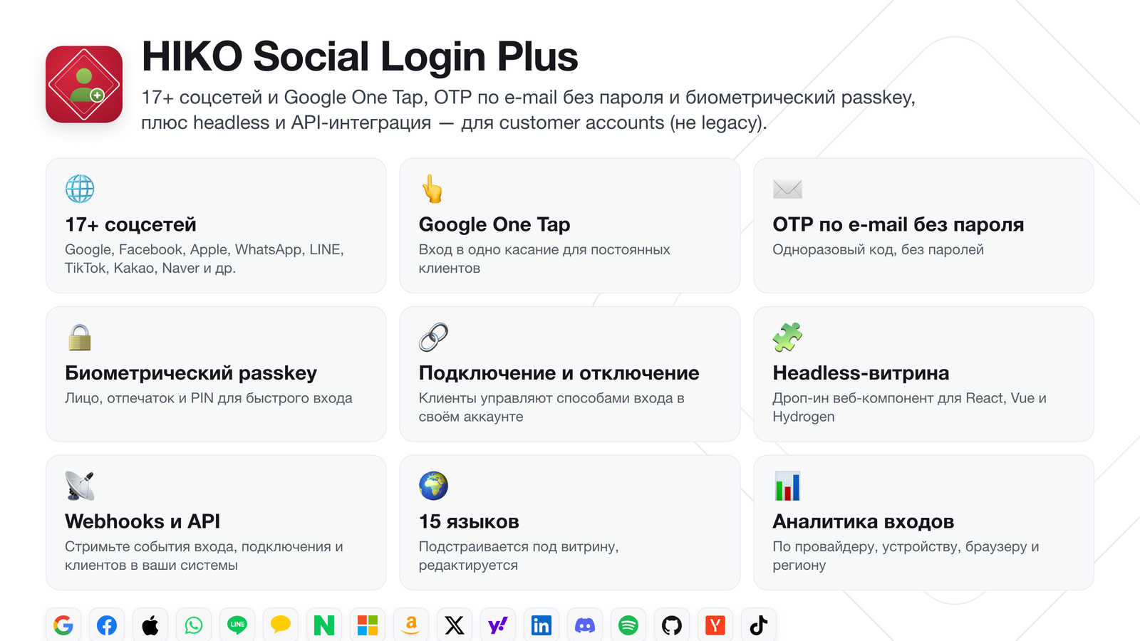 HIKO Social Login Plus — обзор возможностей
