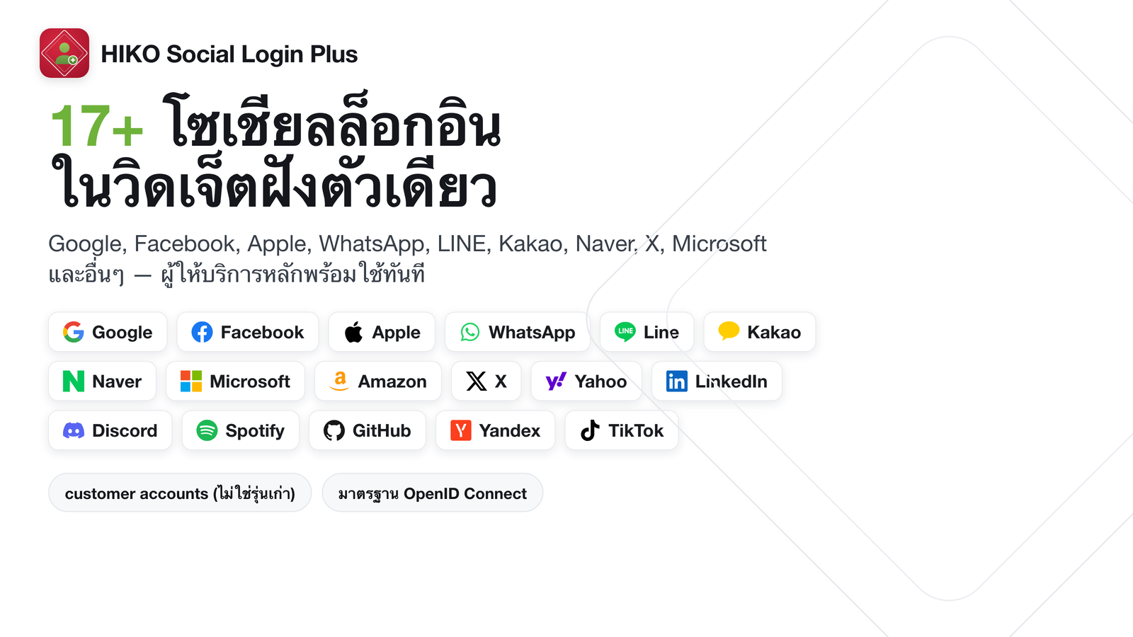 หน้าต่างเข้าสู่ระบบที่มีผู้ให้บริการโซเชียลกว่า 17 ราย