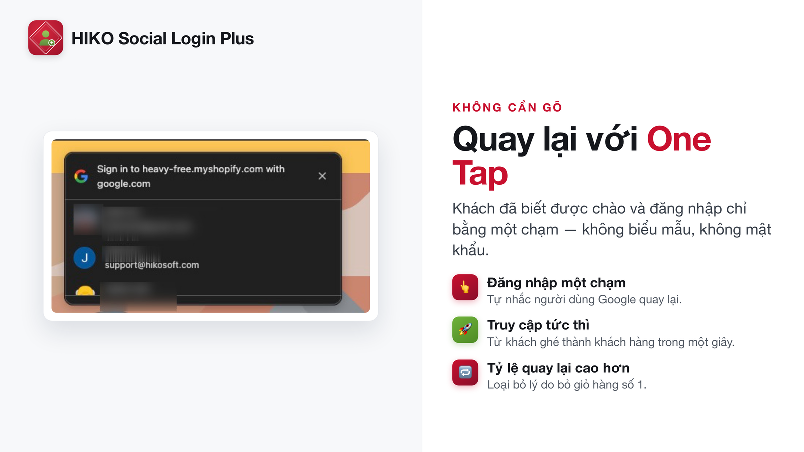 Hộp thoại Google One Tap để quay lại đăng nhập bằng một chạm