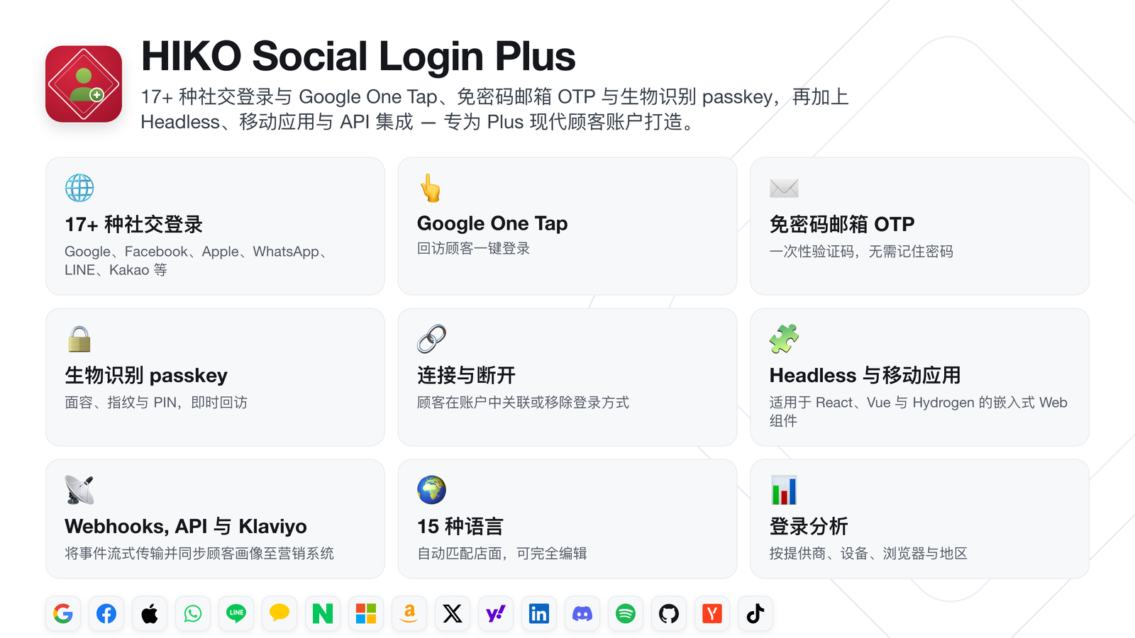 HIKO Social Login Plus —— 功能总览
